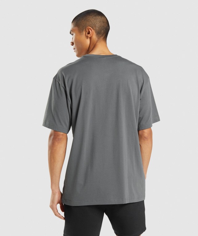 Sudaderas Gymshark Central Oversized Hombre Grises | NOTPjSRxiHt