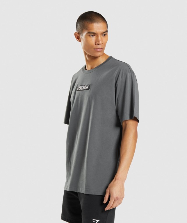 Sudaderas Gymshark Central Oversized Hombre Grises | NOTPjSRxiHt