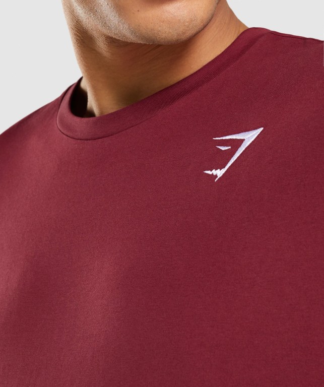 Sudaderas Gymshark Crest Hombre Vino Rojos | nt1FB78CZz1