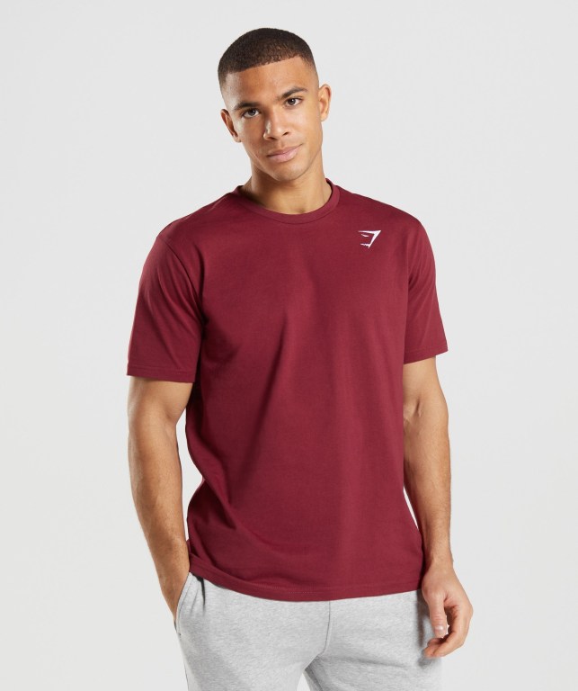 Sudaderas Gymshark Crest Hombre Vino Rojos | nt1FB78CZz1