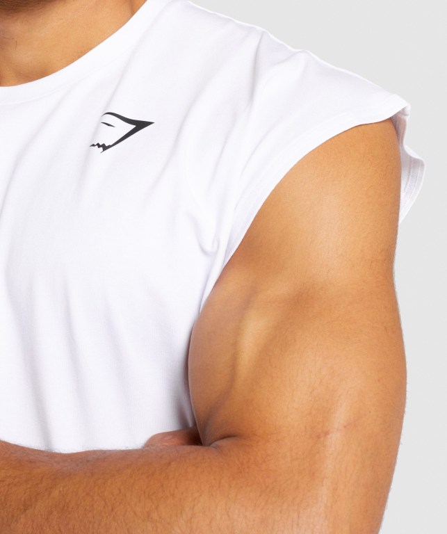 Sudaderas Gymshark Critical Cut Off Sin Manga Hombre Blancos | AbISrYpWpPE