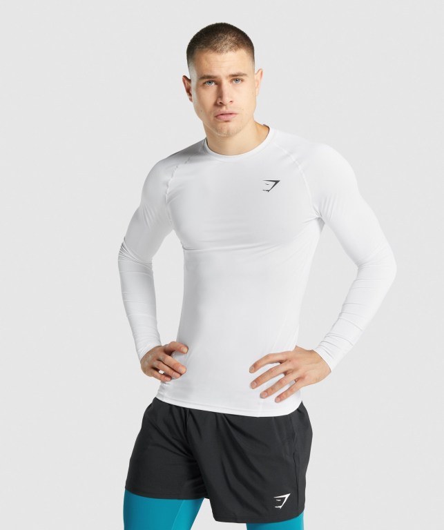 Sudaderas Gymshark Element Baselayer Hombre Blancos | hHixNMuB2Mv