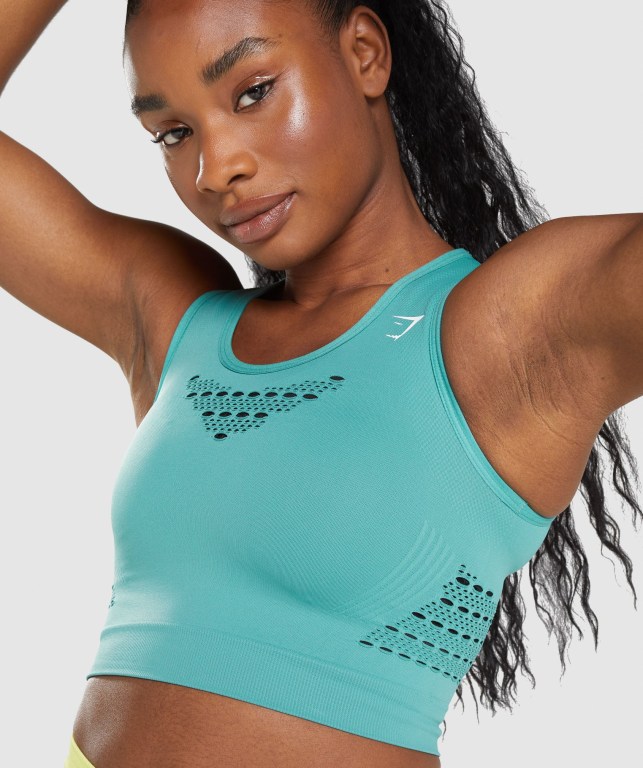 Sudaderas Gymshark Energy Seamless Crop Top Mujer Turquesa | GxYHTIzcHTM