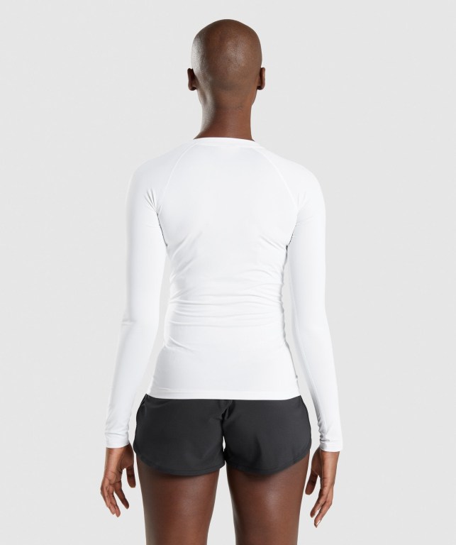 Sudaderas Gymshark Entrenamiento Baselayer Top Mujer Blancos | Ia4Yi6ujnEK