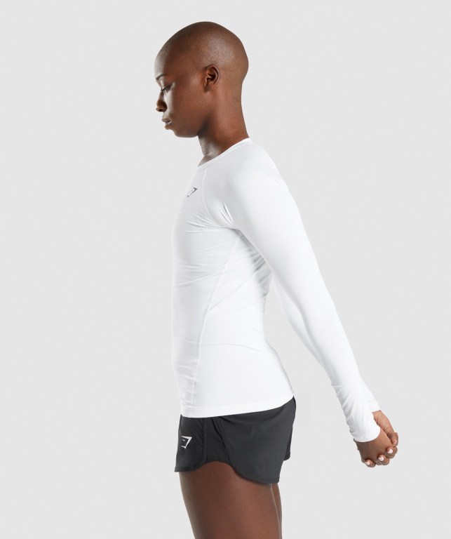 Sudaderas Gymshark Entrenamiento Baselayer Top Mujer Blancos | Ia4Yi6ujnEK