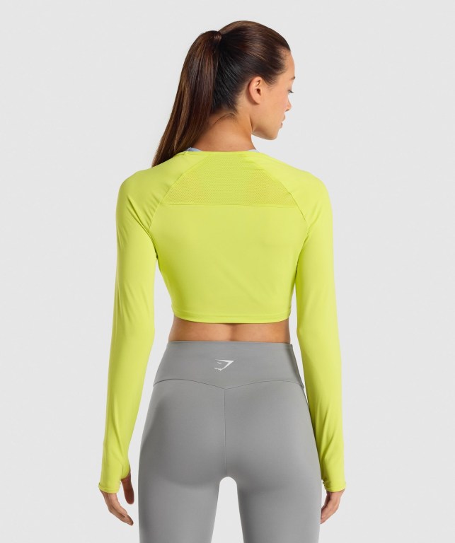 Sudaderas Gymshark Entrenamiento Crop Top Mujer Amarillos | RAjS6JXbQSK