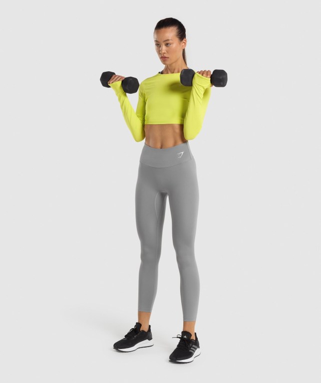 Sudaderas Gymshark Entrenamiento Crop Top Mujer Amarillos | RAjS6JXbQSK