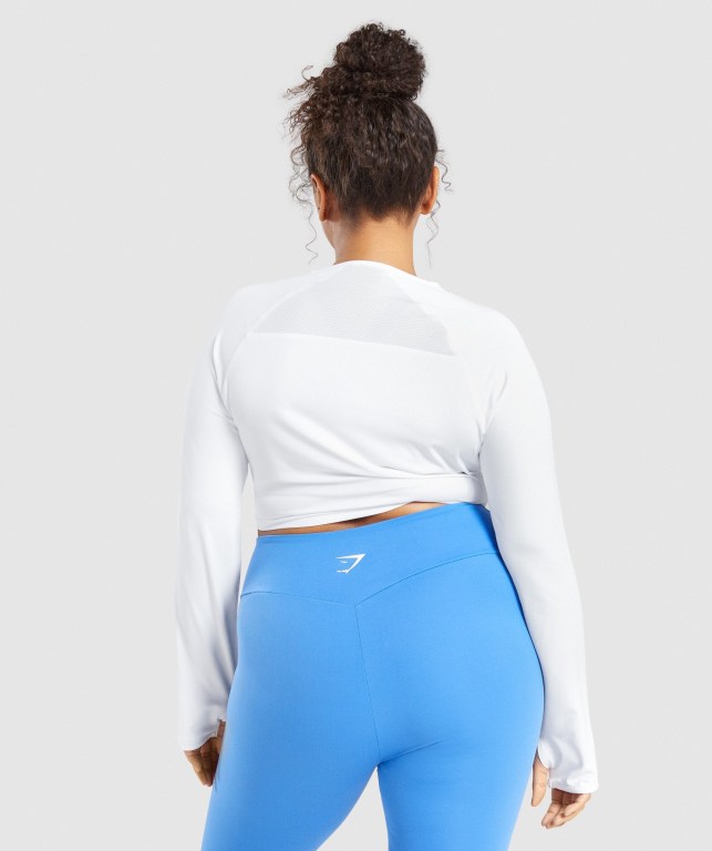 Sudaderas Gymshark Entrenamiento Crop Top Mujer Blancos | e5G6czHlpaR