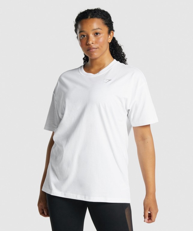 Sudaderas Gymshark Entrenamiento Oversized Mujer Blancos | R9AwDuYnV2O