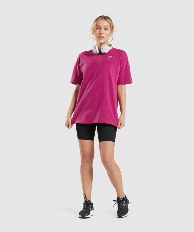 Sudaderas Gymshark Entrenamiento Oversized Mujer Rosas | YbdHgL3Ptkf