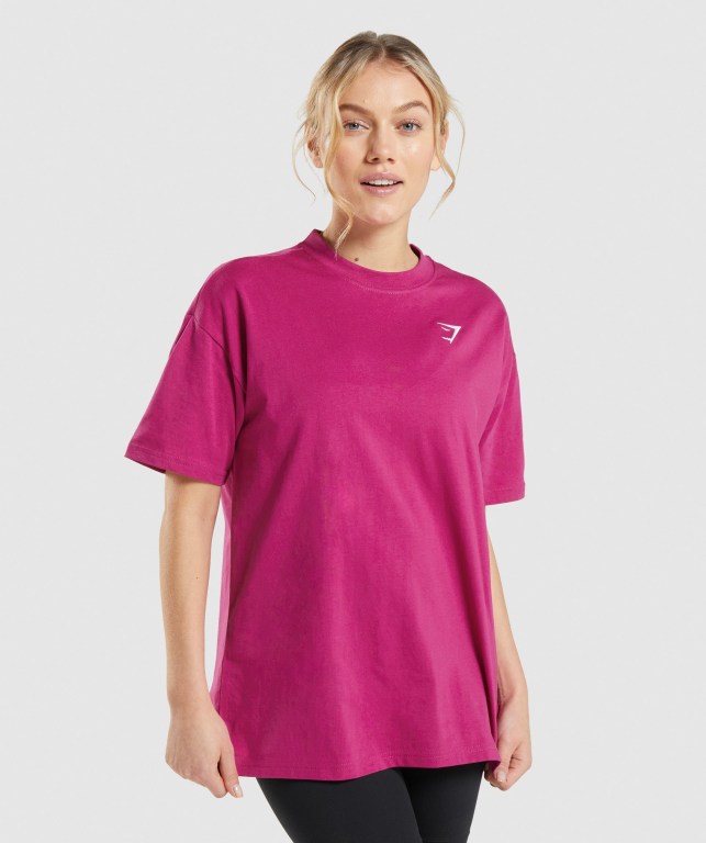 Sudaderas Gymshark Entrenamiento Oversized Mujer Rosas | YbdHgL3Ptkf