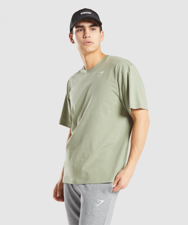 Sudaderas Gymshark Essential Oversized Hombre Verdes Claro | biZ7GSQRlra