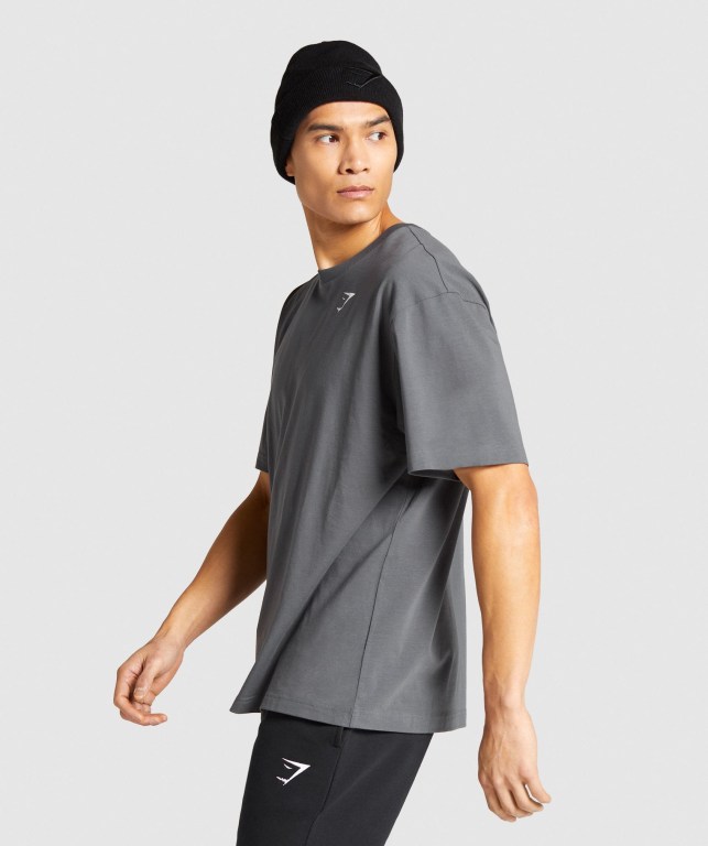 Sudaderas Gymshark Essential Oversized Hombre Grises | iTj4OeCfOCN