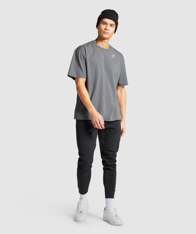 Sudaderas Gymshark Essential Oversized Hombre Grises | iTj4OeCfOCN