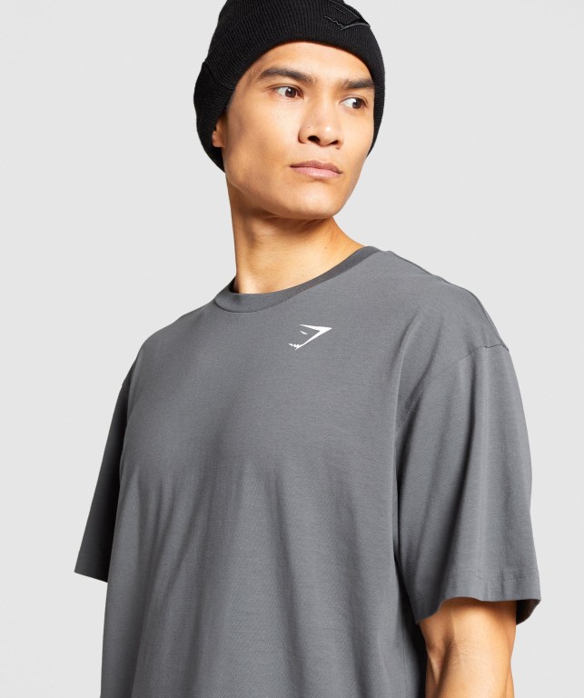 Sudaderas Gymshark Essential Oversized Hombre Grises | iTj4OeCfOCN