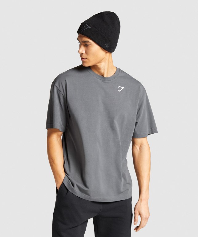 Sudaderas Gymshark Essential Oversized Hombre Grises | iTj4OeCfOCN