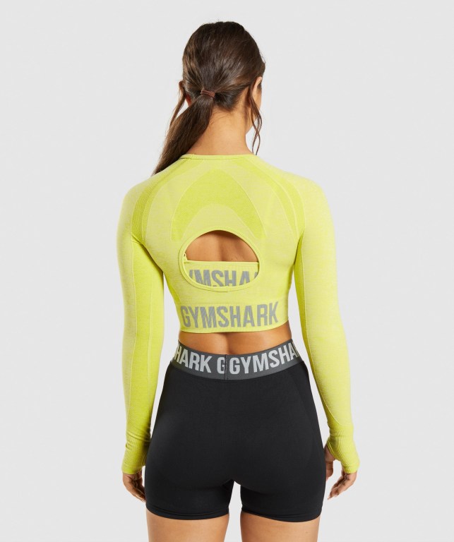 Sudaderas Gymshark Flex Sports Crop Top Mujer Amarillos | 6FiRKl7Oi9y