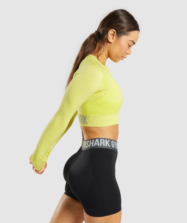 Sudaderas Gymshark Flex Sports Crop Top Mujer Amarillos | 6FiRKl7Oi9y