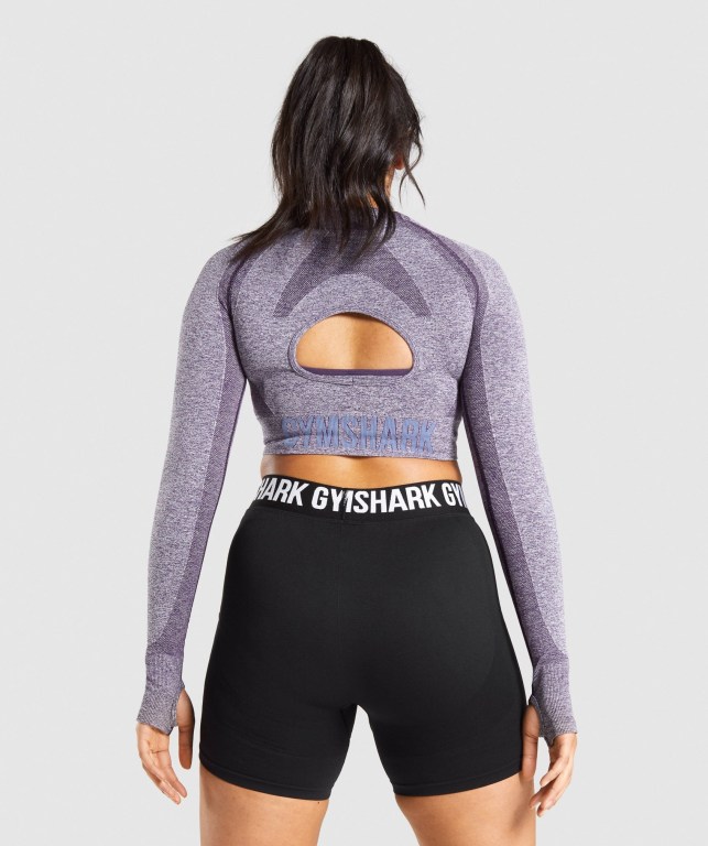 Sudaderas Gymshark Flex Sports Crop Top Mujer Morados | ApNmdZGkgku