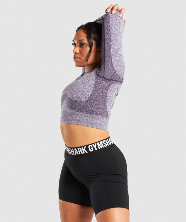 Sudaderas Gymshark Flex Sports Crop Top Mujer Morados | ApNmdZGkgku