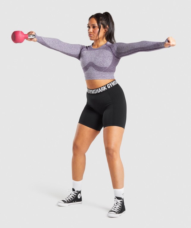 Sudaderas Gymshark Flex Sports Crop Top Mujer Morados | ApNmdZGkgku