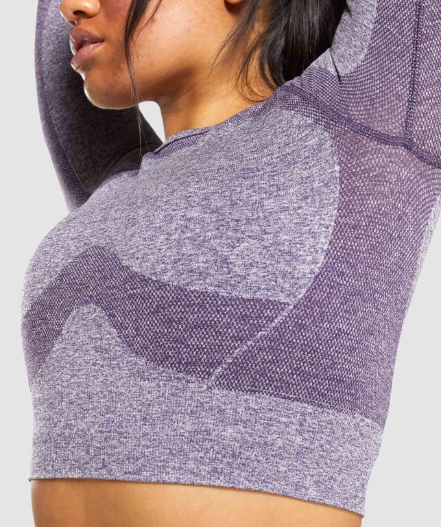 Sudaderas Gymshark Flex Sports Crop Top Mujer Morados | ApNmdZGkgku