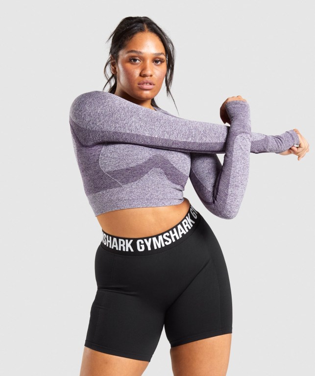 Sudaderas Gymshark Flex Sports Crop Top Mujer Morados | ApNmdZGkgku