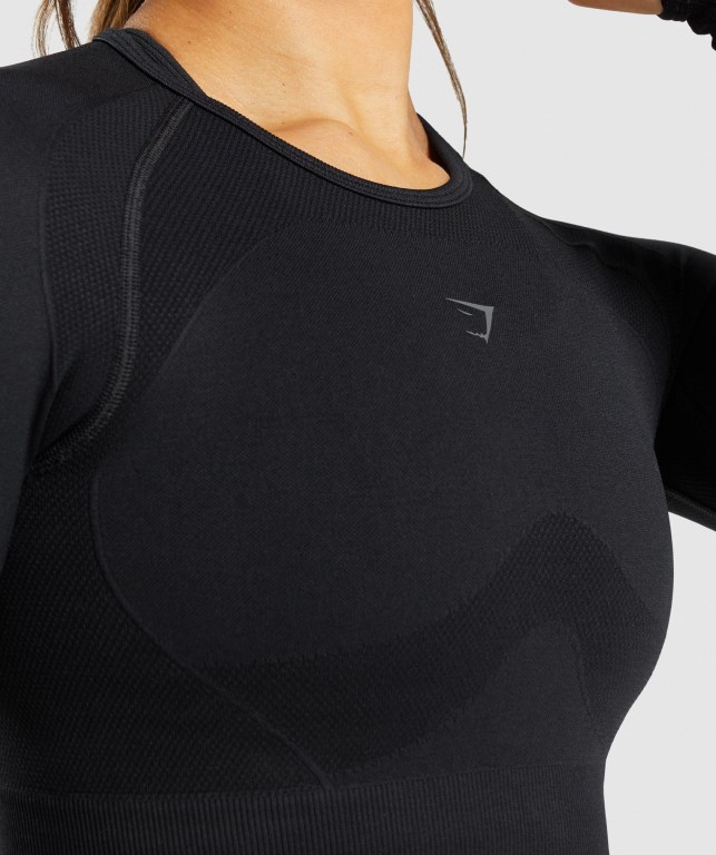 Sudaderas Gymshark Flex Sports Crop Top Mujer Negros | ZR9G8QrO8Je