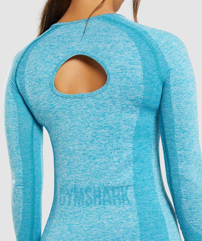 Sudaderas Gymshark Flex Top Mujer Azules | 1DiuTBrTfJM