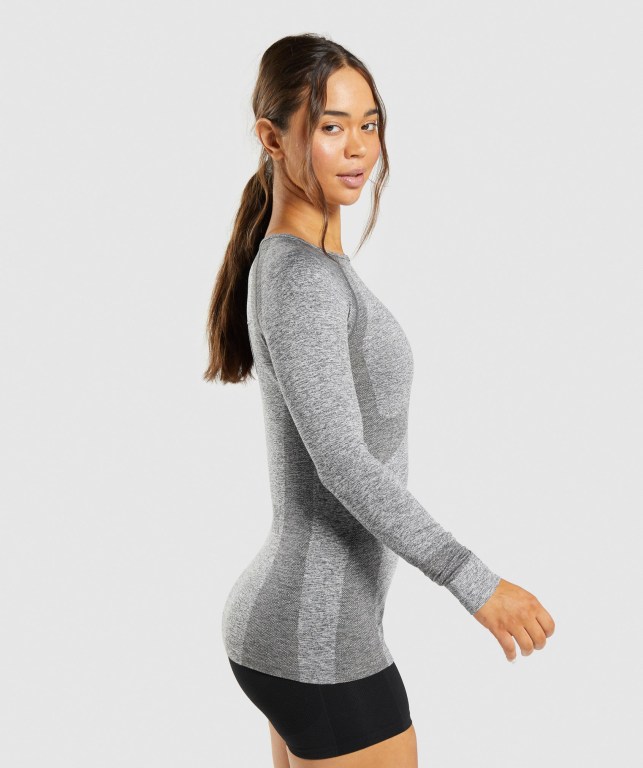 Sudaderas Gymshark Flex Top Mujer Grises | 2SEXlWfBI6Y