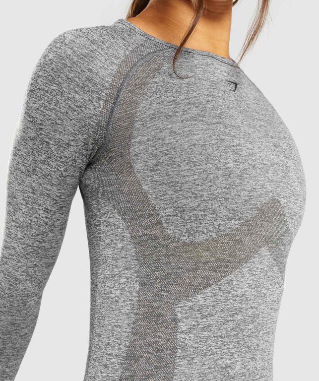 Sudaderas Gymshark Flex Top Mujer Grises | 2SEXlWfBI6Y