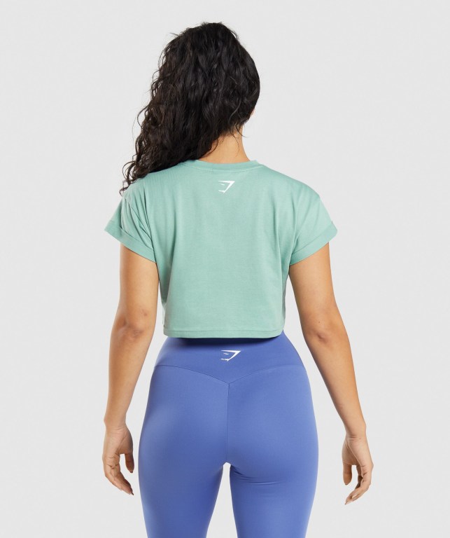 Sudaderas Gymshark Fraction Crop Top Mujer Azules | 34gan86y7GI