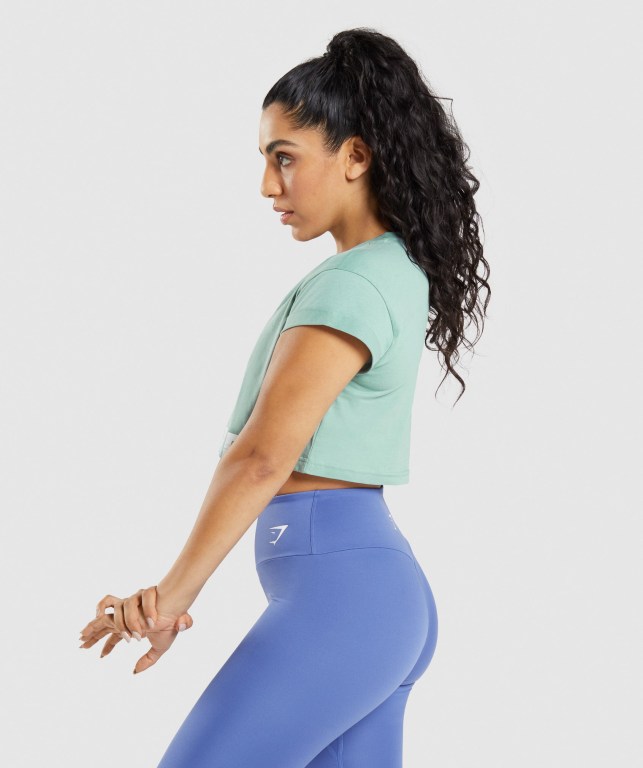 Sudaderas Gymshark Fraction Crop Top Mujer Azules | 34gan86y7GI