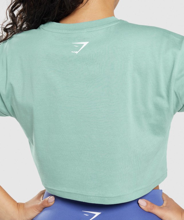 Sudaderas Gymshark Fraction Crop Top Mujer Azules | 34gan86y7GI