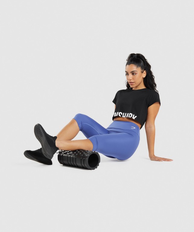 Sudaderas Gymshark Fraction Crop Top Mujer Negros | 5Y5uvAD9LrP