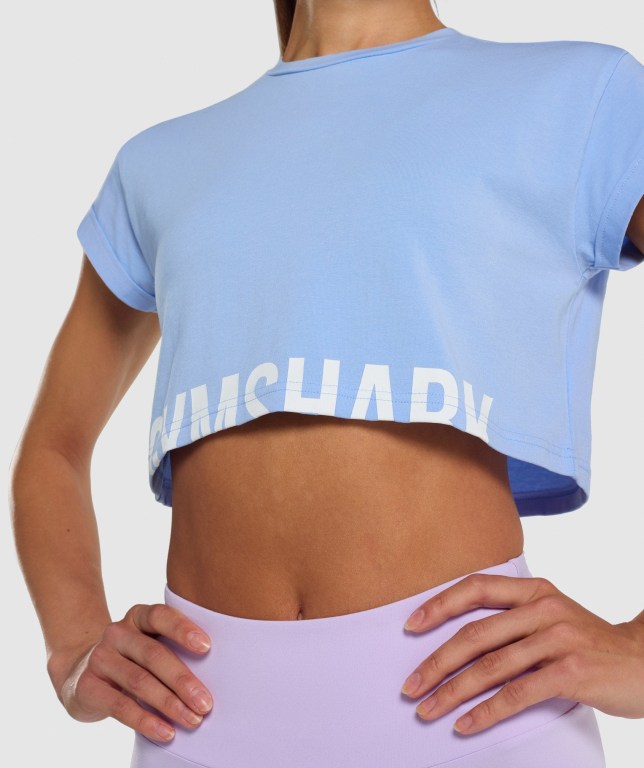 Sudaderas Gymshark Fraction Crop Top Mujer Azules Claro | 96oJ6Elvade