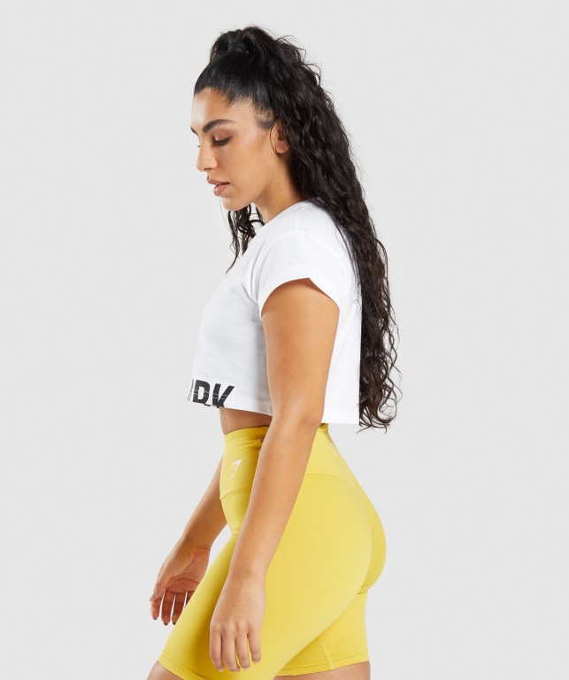 Sudaderas Gymshark Fraction Crop Top Mujer Blancos | 9IjkaCLSicm