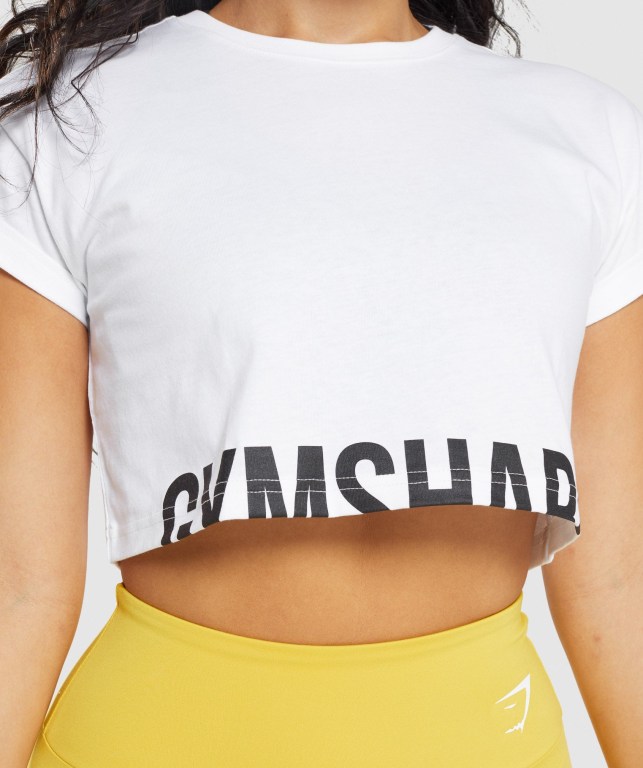 Sudaderas Gymshark Fraction Crop Top Mujer Blancos | 9IjkaCLSicm