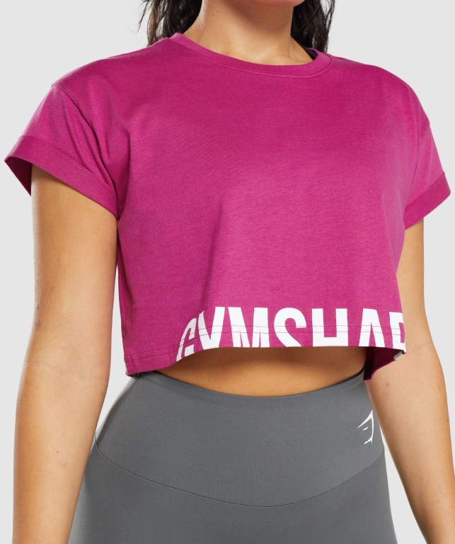 Sudaderas Gymshark Fraction Crop Top Mujer Rosas | 9jn7LbhEiMY