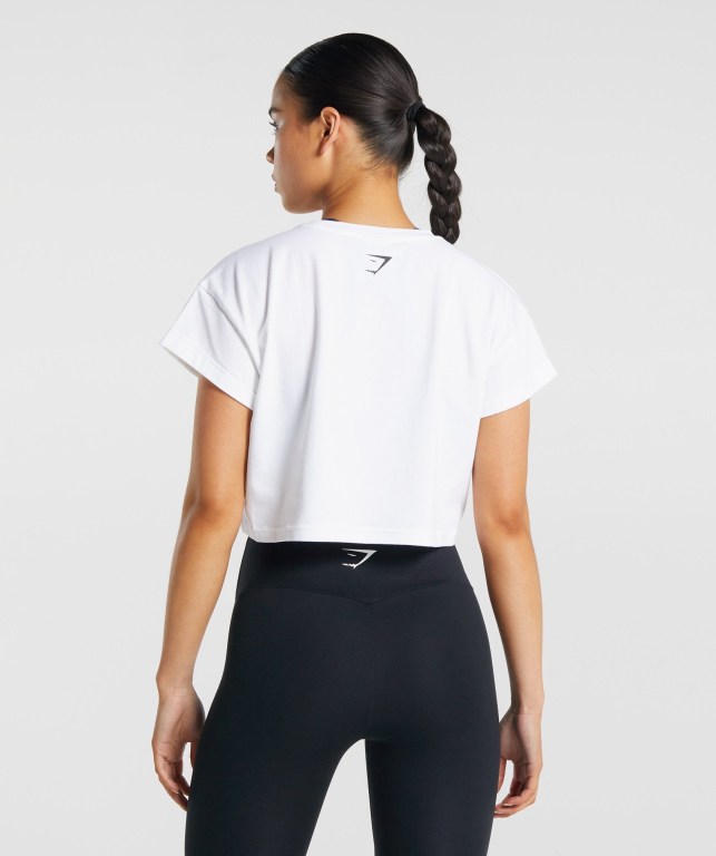 Sudaderas Gymshark Fraction Crop Top Mujer Blancos | AaqBHa9HJuT