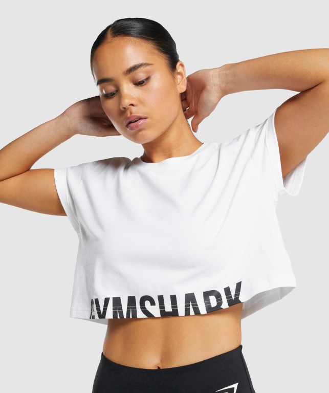 Sudaderas Gymshark Fraction Crop Top Mujer Blancos | AaqBHa9HJuT