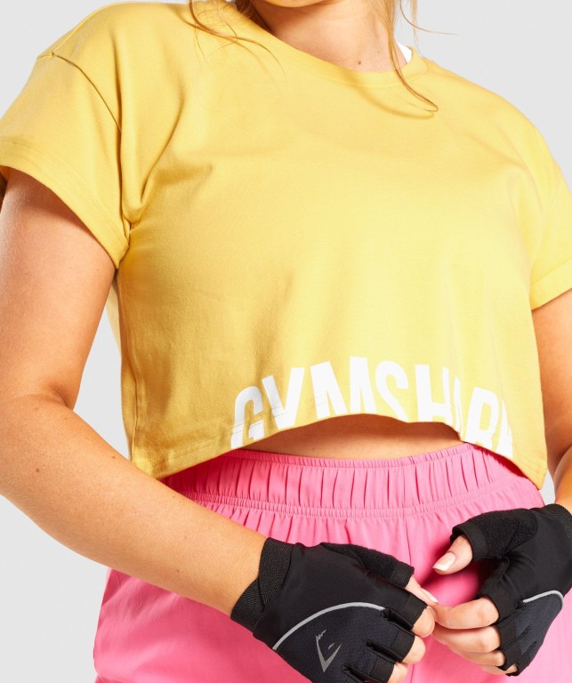 Sudaderas Gymshark Fraction Crop Top Mujer Amarillos | DFSMV4IAdkl