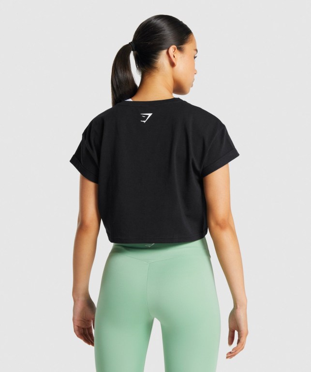 Sudaderas Gymshark Fraction Crop Top Mujer Negros | H2b3jyCdSF5