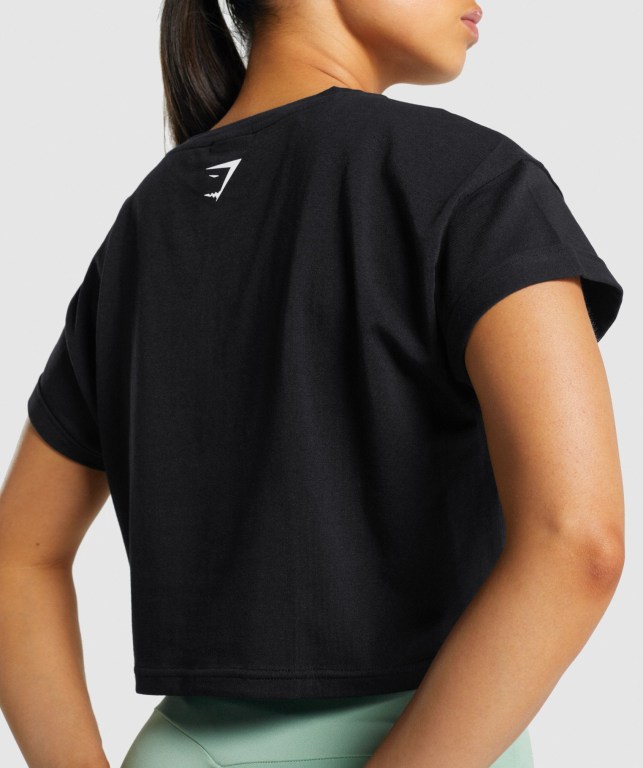 Sudaderas Gymshark Fraction Crop Top Mujer Negros | H2b3jyCdSF5