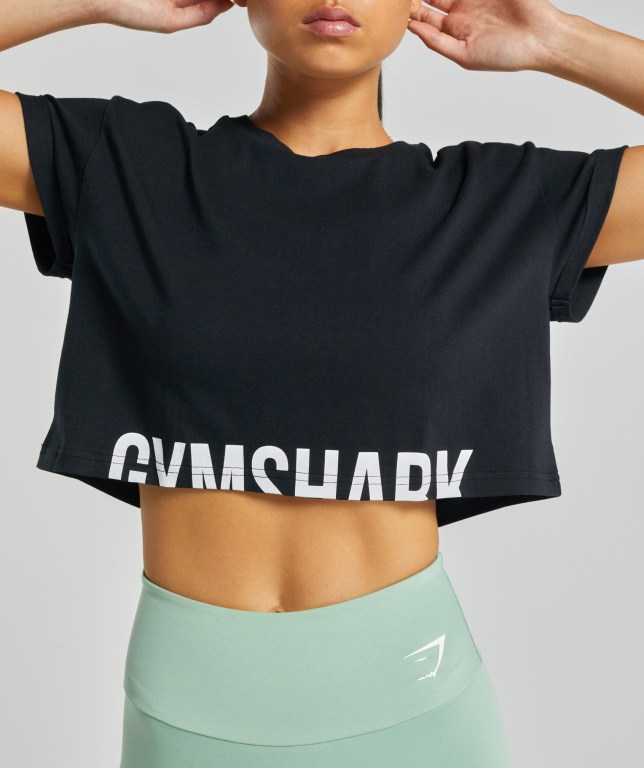 Sudaderas Gymshark Fraction Crop Top Mujer Negros | H2b3jyCdSF5