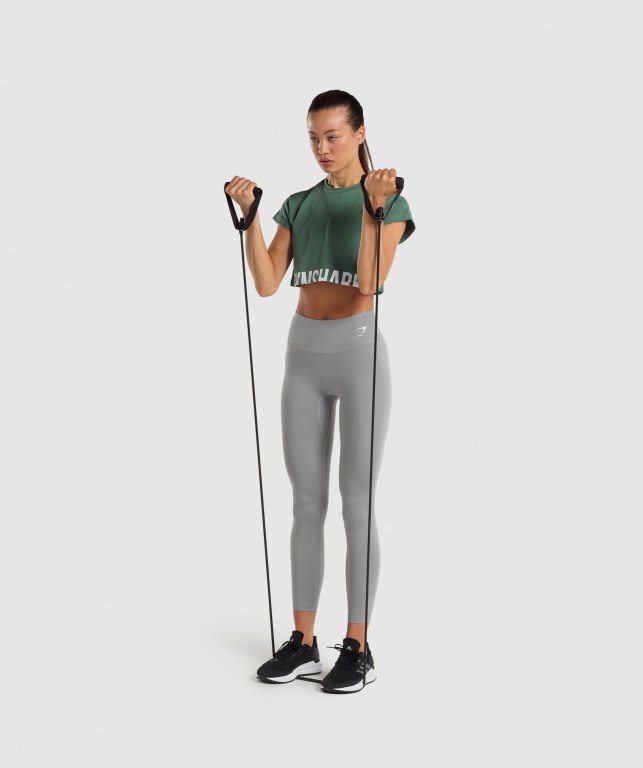 Sudaderas Gymshark Fraction Crop Top Mujer Verdes | KPhTJ8BtypG