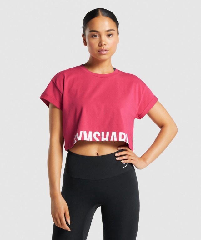 Sudaderas Gymshark Fraction Crop Top Mujer Rosas | fwWjemaiwsO