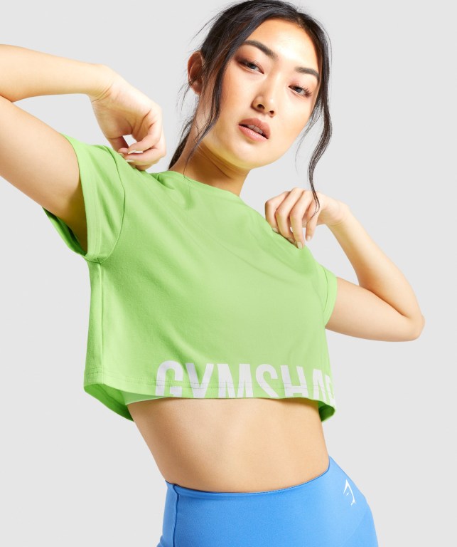 Sudaderas Gymshark Fraction Crop Top Mujer Verdes | hIJaeTbSGRH