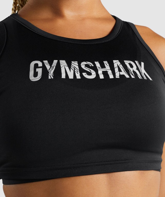 Sudaderas Gymshark GS Power Crop Top Mujer Negros | 7zF6DL9LWP7