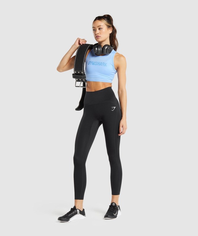 Sudaderas Gymshark GS Power Crop Top Mujer Azules | 8obVZ5TCysj